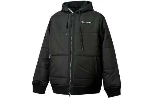 Converse Puffer Jackets Men's Black Hooded Moderate