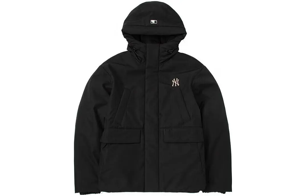 MLB Down Jackets Unisex Black Hooded Moderate Straight Fit