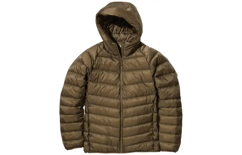 UNIQLO Down Jackets Men's Camel 34 Hooded Moderate Other