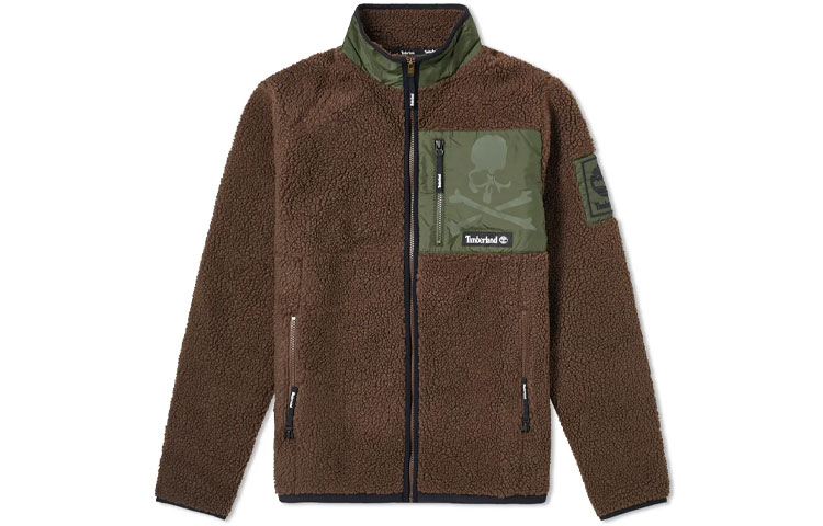 Timberland X MASTERMIND WORLD Velvet Jackets Men's Brown Stand Collar Thickened And Fleece Lined