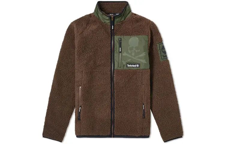 Timberland X MASTERMIND WORLD Velvet Jackets Men's Brown Stand Collar Thickened And Fleece Lined