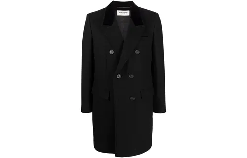 SAINT LAURENT Coats Men's Black Suit Collar Moderate