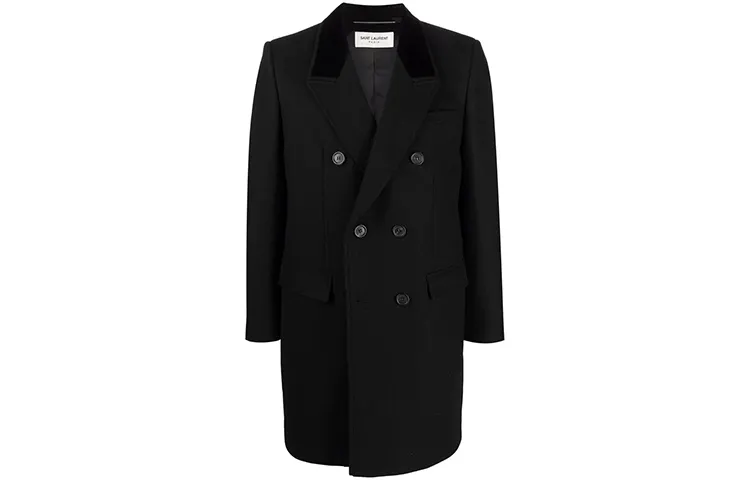 SAINT LAURENT Coats Men's Black Suit Collar Moderate