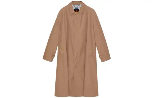 GUCCI Coats Men's Brown Lapel Moderate Straight Fit