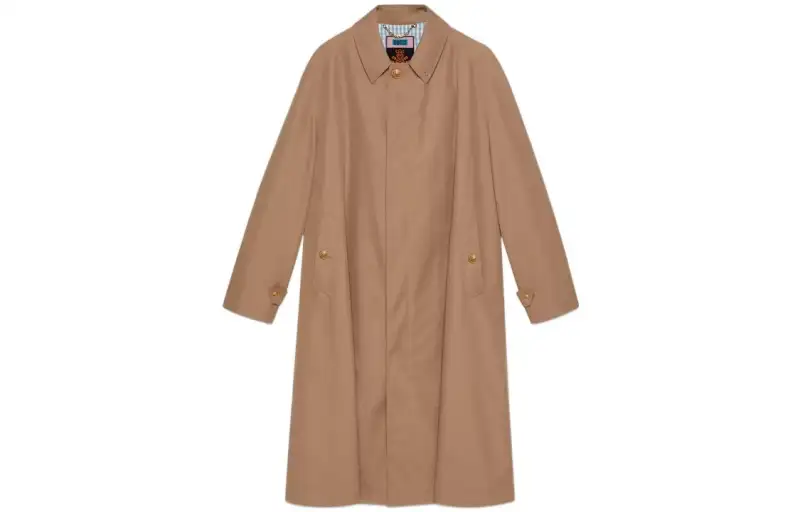 GUCCI Coats Men's Brown Lapel Moderate Straight Fit
