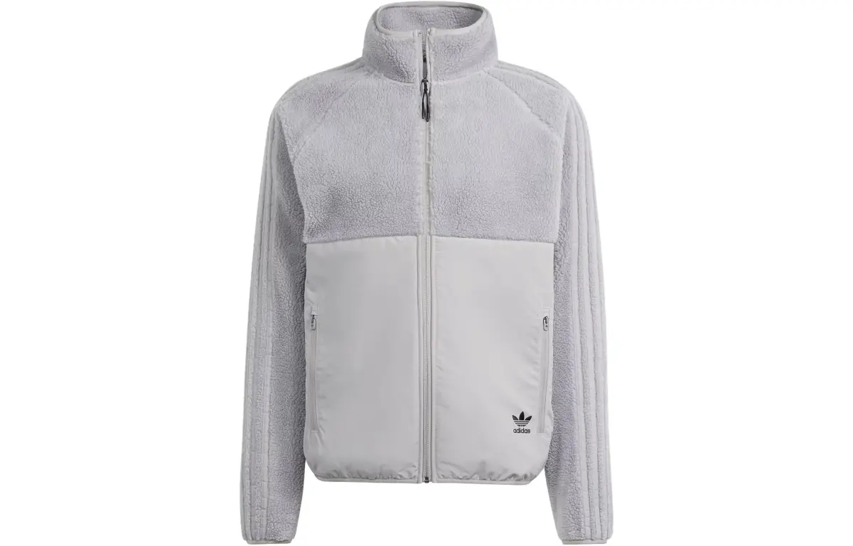 Adidas Originals Polar Fleece Full Zip Top Velvet feel Coat Men's Pure Quality Gray