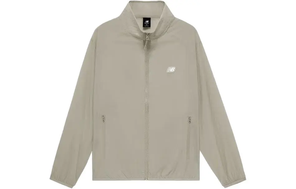 New Balance Jackets Men's Gray Stand Collar Moderate Straight Fit