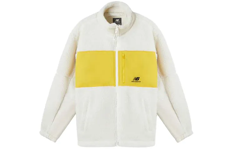 New Balance Velvet Jackets Unisex Yellow White Multicolor Stand Collar Moderate