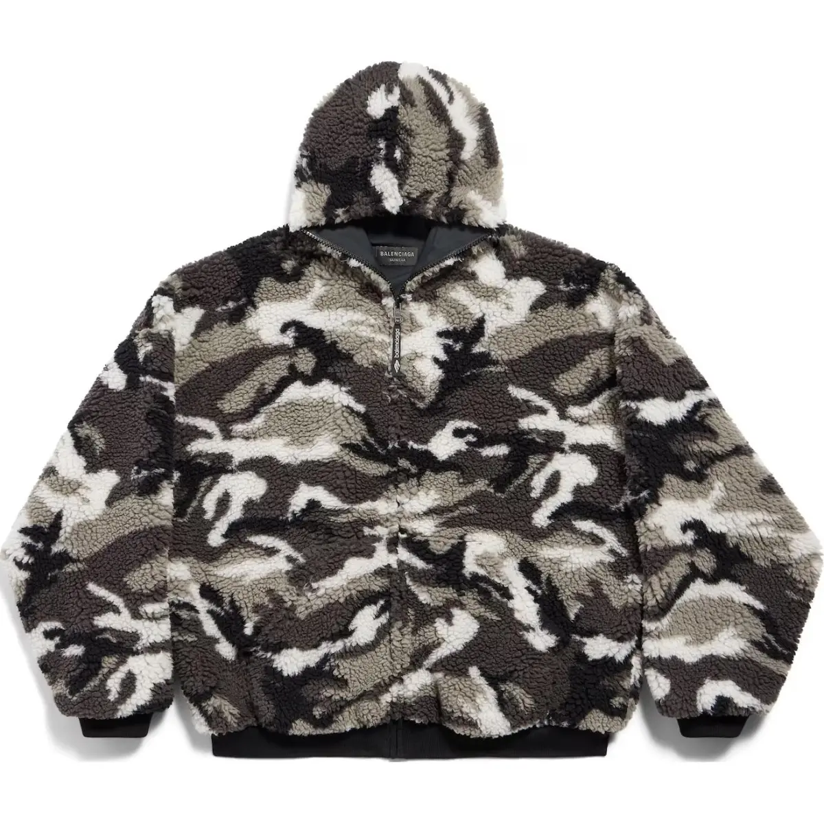 Balenciaga Ski Zip Up Hooded Teddy Jacket