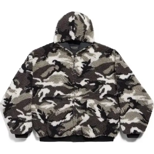 Balenciaga Ski Zip Up Hooded Teddy Jacket