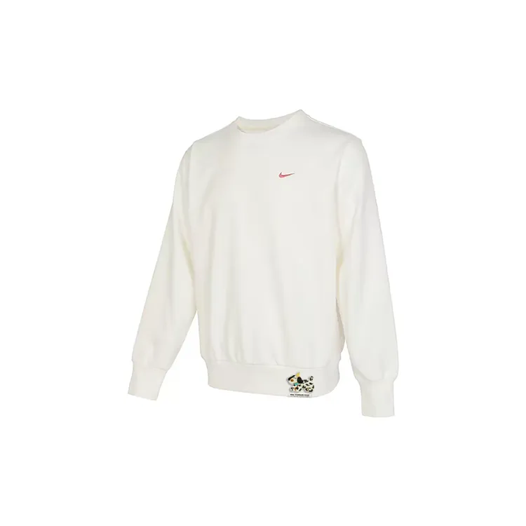 Nike Versatile Trendy Cute Pet Logo Embroidery Sweatshirt Men's White