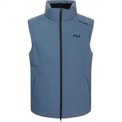 FILA Down Vests Men's Blue Stand Collar Moderate