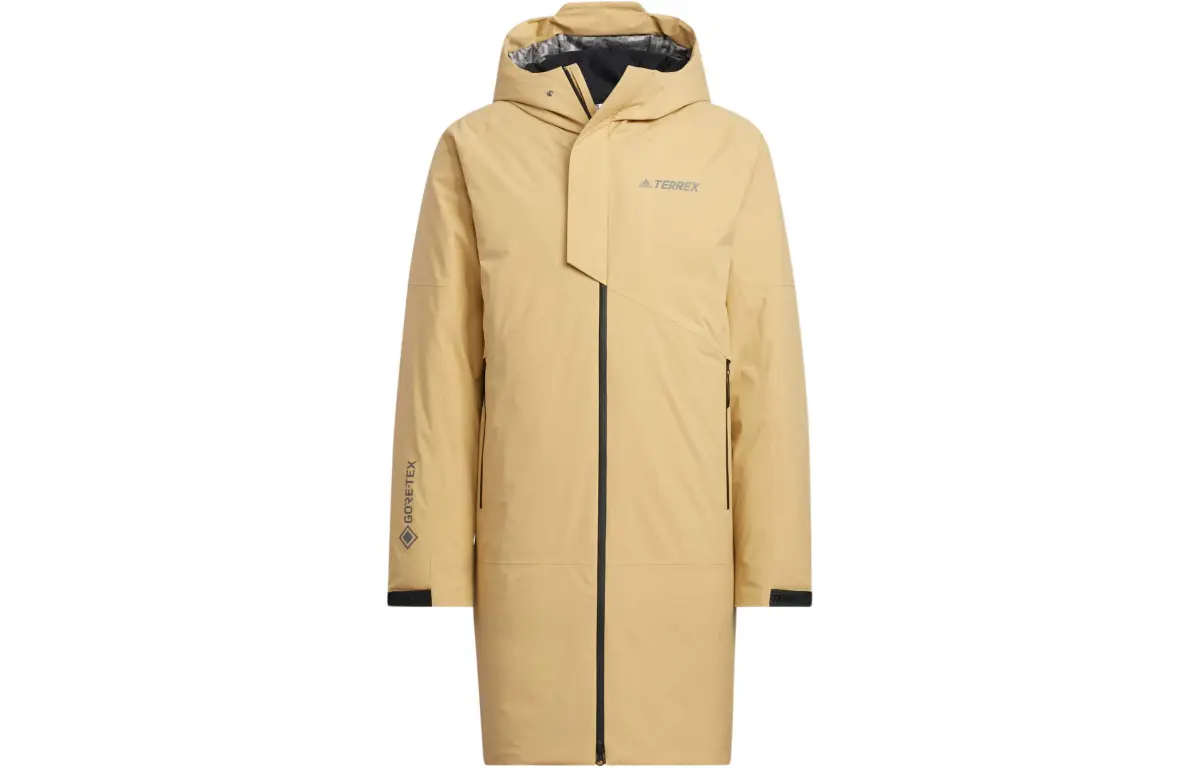 Adidas Down Jackets Men's Khaki Hooded Moderate Detachable