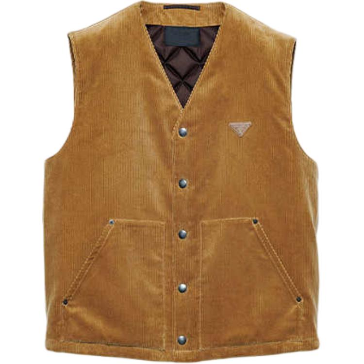 PRADA Prada, summer corduroy metal yellow vest sleevless, V-neckline