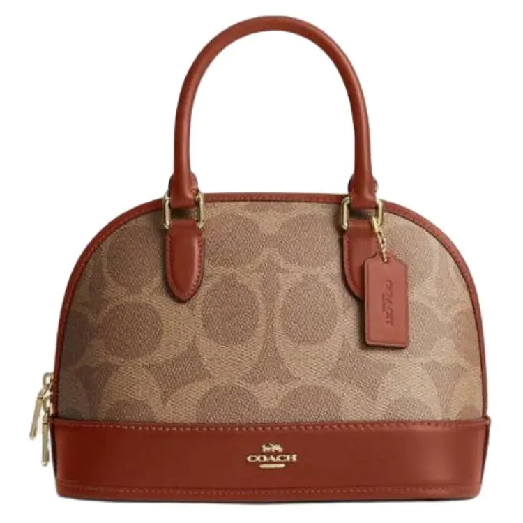 COACH Artificial Leather One Shoulder Handbag Medium Women's Brown Yellow & Caramel
