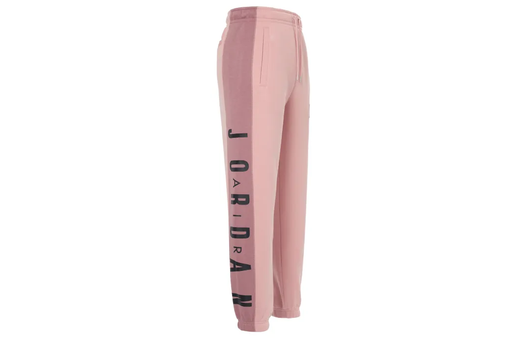 Jordan Comes With Fleece Lined Thermal Cuffed Vintage Color Block Pants With Straight Fit Knitted Sweatpants Men's Pink