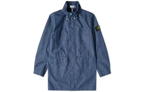 STONE ISLAND Trench Coats Men's Blue Lapel Moderate