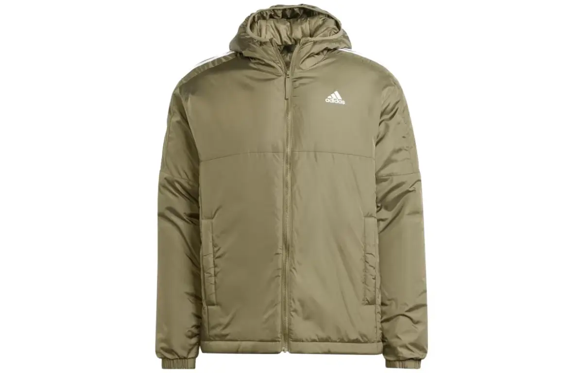 Adidas ESSENTIALS Jackets Men's Olive Hooded (Non-detachable) Moderate