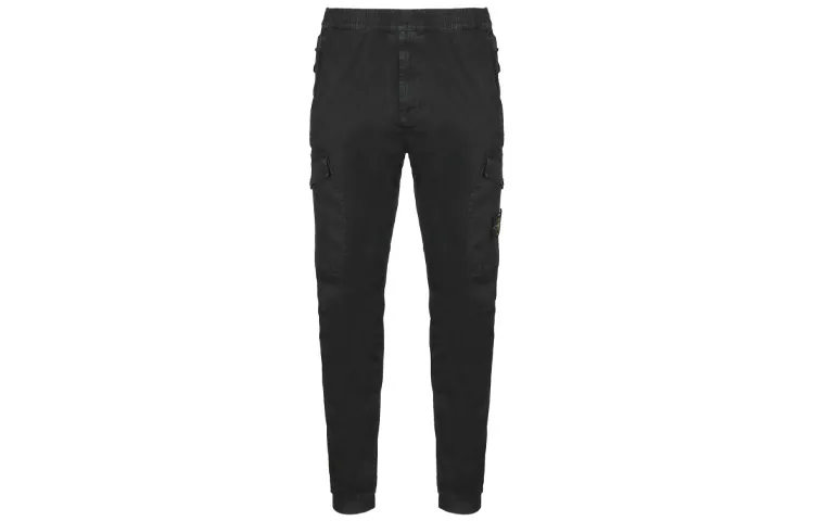 STONE ISLAND Cargo Pants Men's Black Moderate Cuffed Pants