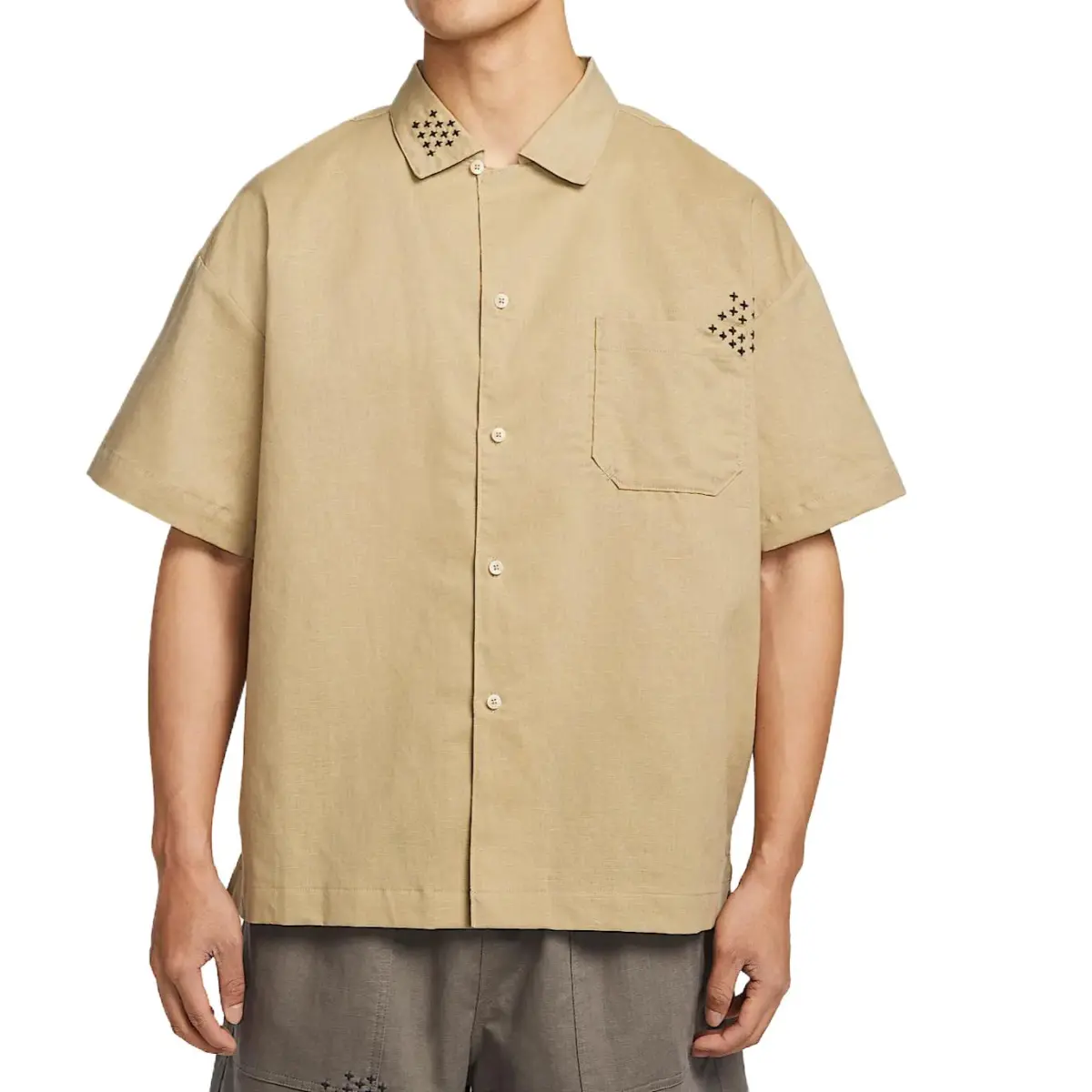 Nike Swoosh Shirts Men's Khaki Lapel Moderate