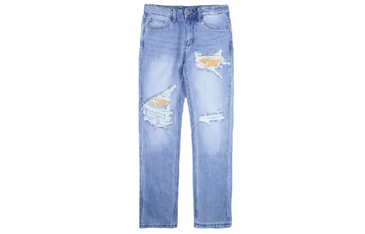 Drew house Smiley Collection Jeans Unisex Vintage Indigo Moderate Ripped Pants