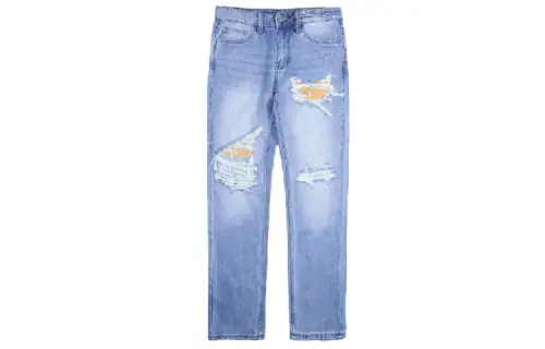 Drew house Smiley Collection Jeans Unisex Vintage Indigo Moderate Ripped Pants