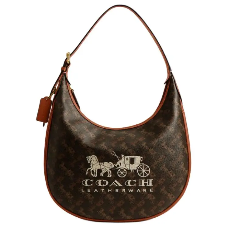 COACH Ace Artificial Leather With Cow Leather Crescent Bag, Crossbody Bag, Shoulder Bag Large Women's Truffle