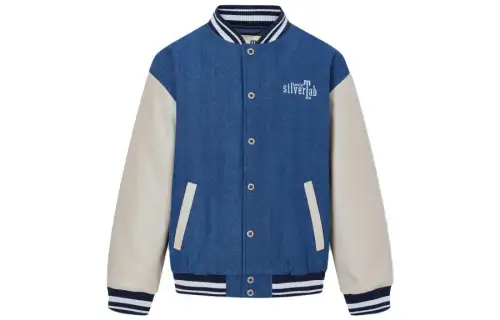 Levis Silver Logo Collection Baseball Jacket Men's Blue White Multicolor