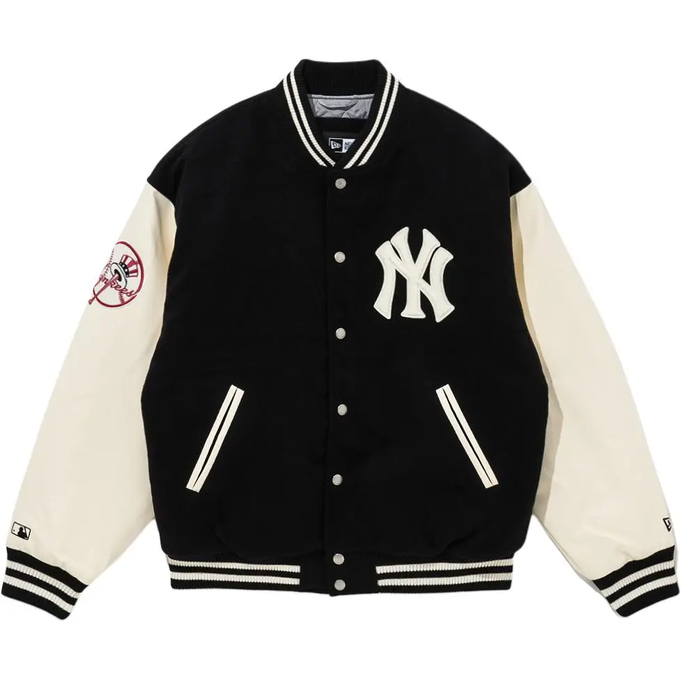 New Era Baseball Jacket Unisex Black White