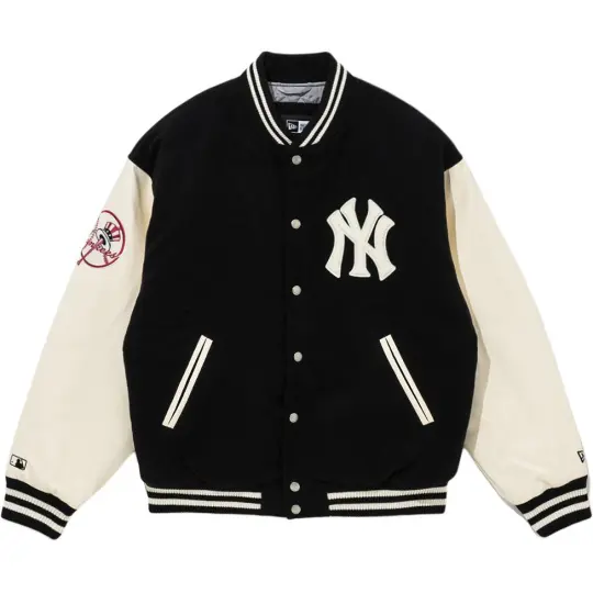 New Era Baseball Jacket Unisex Black White