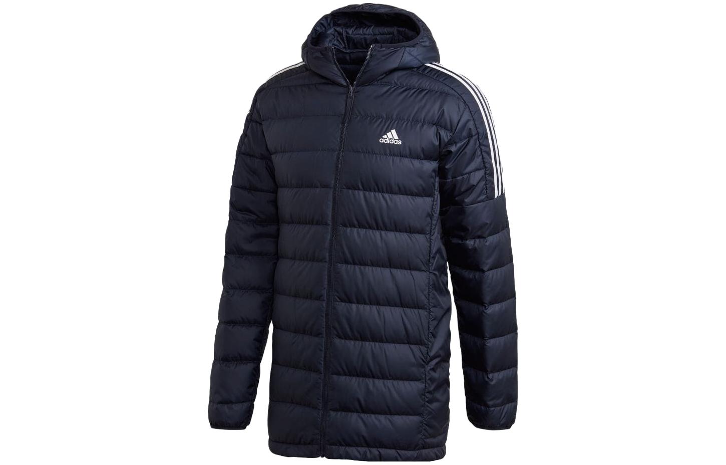 Adidas Down Jackets Men's Navy Blue Hooded Moderate Down Jacket