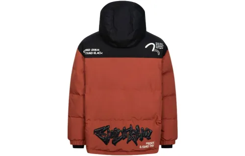 EVISU Down Jackets Men's Orange Hooded Moderate Down Jacket
