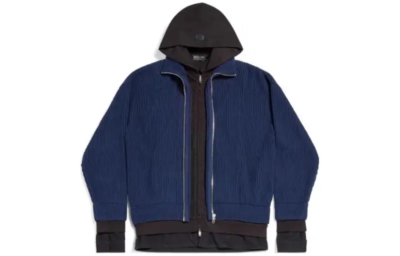 Balenciaga Layered Zip Up Knitted Hoodie