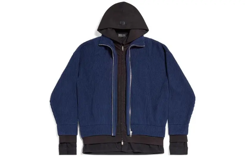 Balenciaga Layered Zip Up Knitted Hoodie