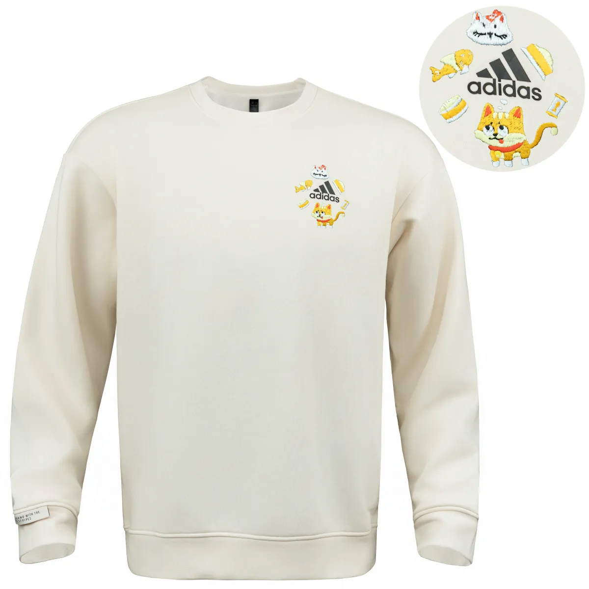 Adidas Sweatshirts Unisex Ivory Crew Neck Moderate Regular