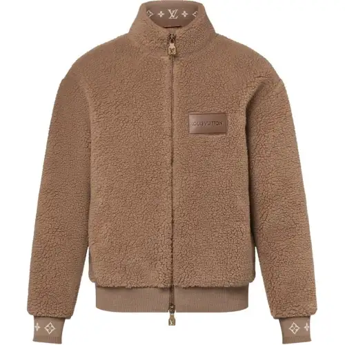 LOUIS VUITTON 1AGLXN Leather Patch Fleece Blouson