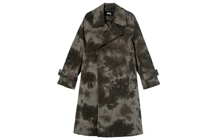 Stussy Trench Coats Men's Olive Lapel Moderate