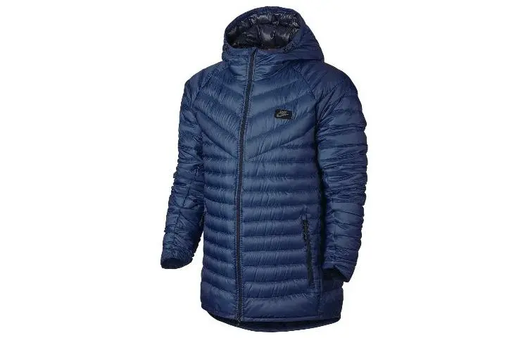 Nike Sports Life Collection Down Jackets Men's Royal Blue Hooded Moderate Straight Fit