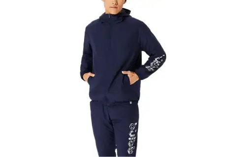 ASICS Jackets Men's Navy Hooded Moderate Other