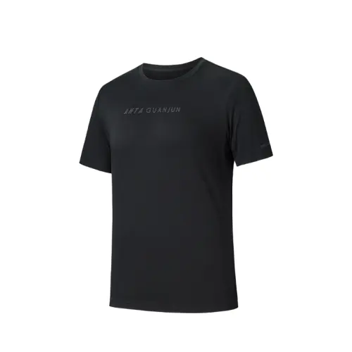 ANTA T Shirts Men's Black Crew Neck Moderate Straight Fit
