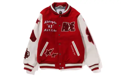 A Bathing Ape appliqué-detail varsity jacket