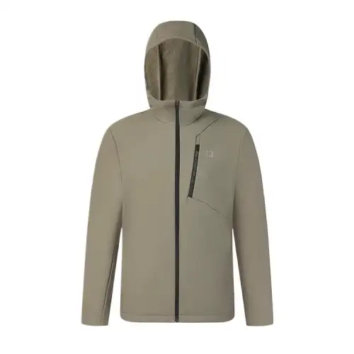 FILA Fitness Brand Logo Fitness Sports Fleece Lined Hooded Woven Jackets & Coats Men's Smoke Olive Khaki