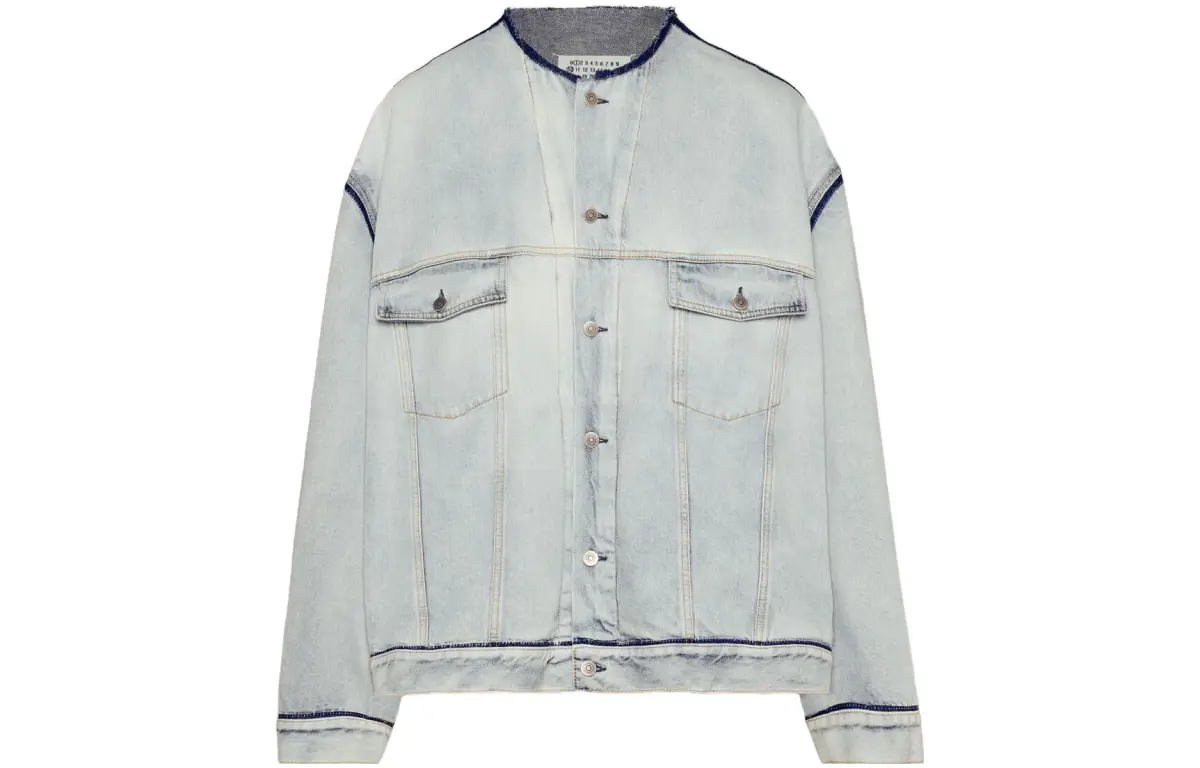 Maison Margiela Collarless Denim Jacket Denim Jacket Men's Light Blue