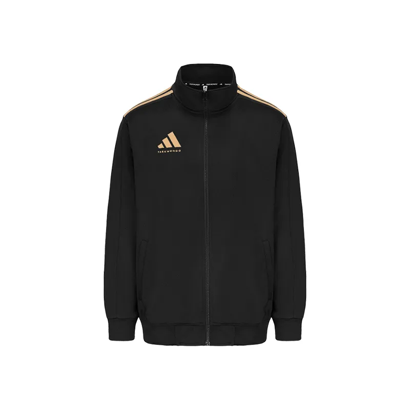 Adidas Jackets & Coats Unisex Black With Gold Stripes