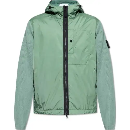 STONE ISLAND Panelled Zip-Up Hooded Jacket