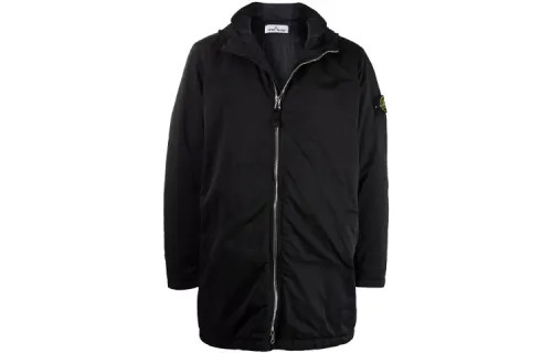 STONE ISLAND Parka Coats Men's Black Hooded Moderate