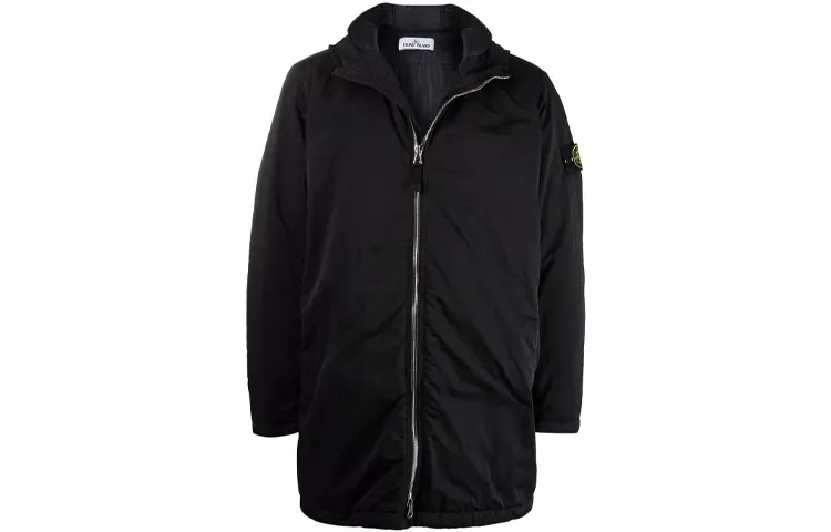 STONE ISLAND Parka Coats Men's Black Hooded Moderate