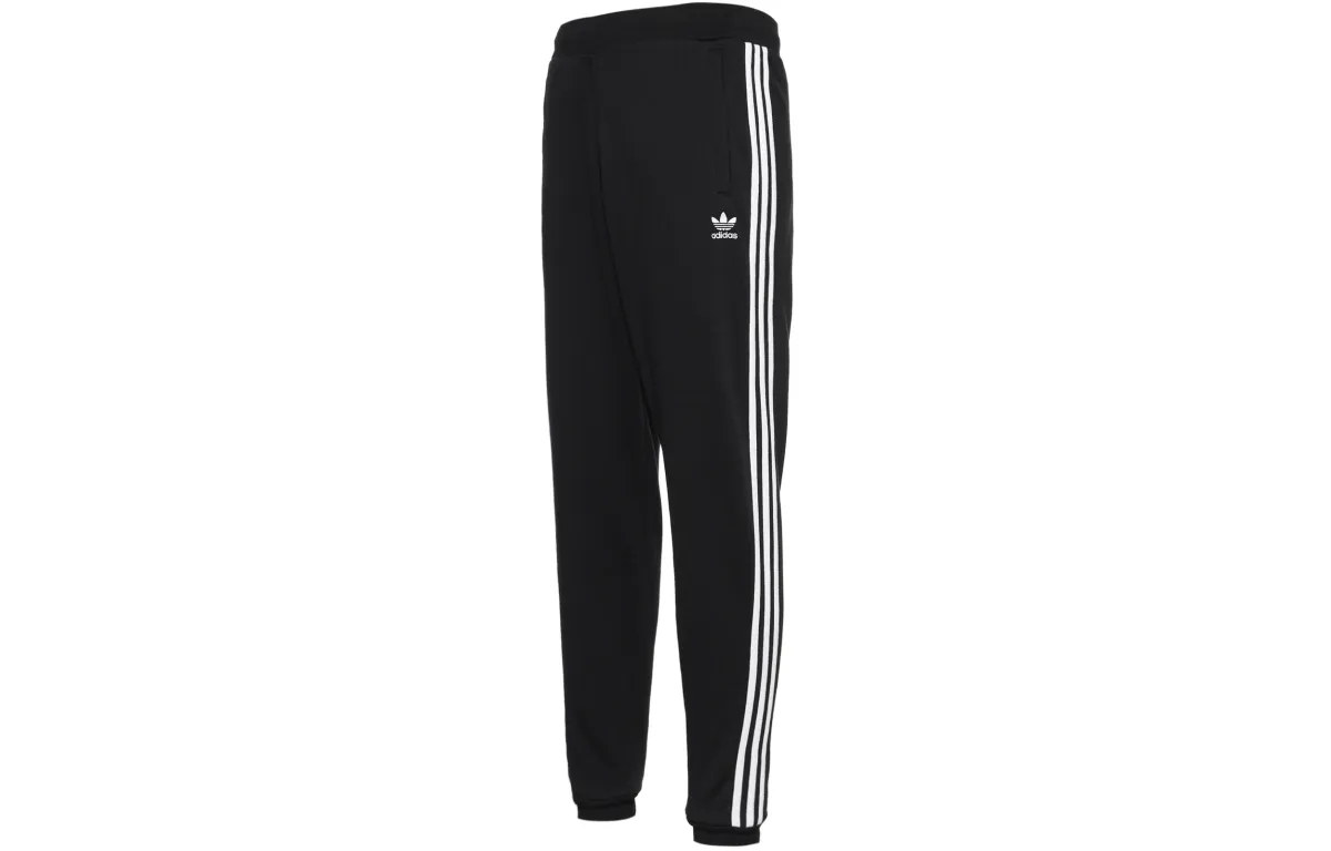 Adidas Originals Vintage Three Stripes Print Fleece Lined Knitted Sweatpants Men's Black