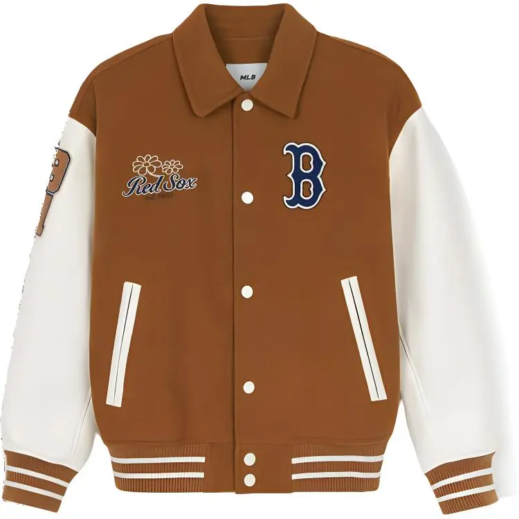 MLB Varsity Collection Boston Red Sox Baseball Jacket Unisex Beige