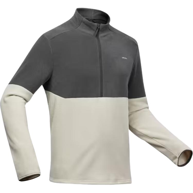 DECATHLON MH500 Fleece Clothing Men’s Moonlight Beige/Carbon Gray